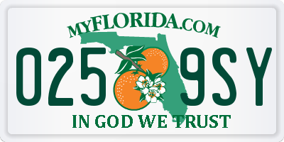 FL license plate 0259SY