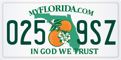 FL license plate 0259SZ