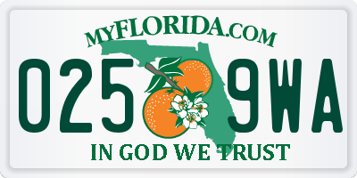FL license plate 0259WA