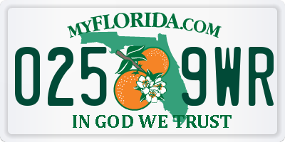 FL license plate 0259WR