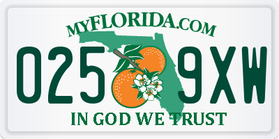 FL license plate 0259XW