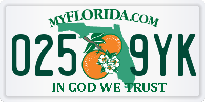 FL license plate 0259YK