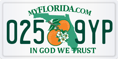 FL license plate 0259YP