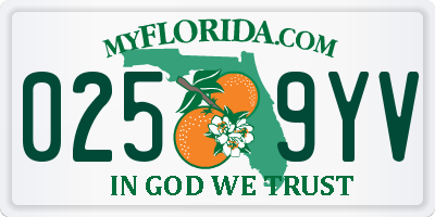FL license plate 0259YV