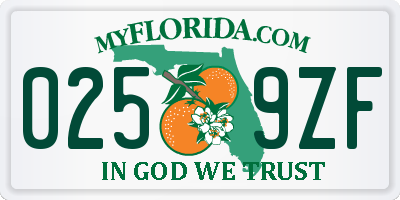 FL license plate 0259ZF