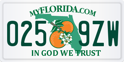FL license plate 0259ZW
