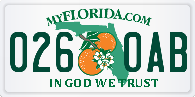 FL license plate 0260AB