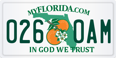 FL license plate 0260AM