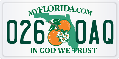 FL license plate 0260AQ