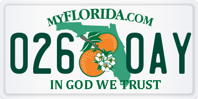 FL license plate 0260AY