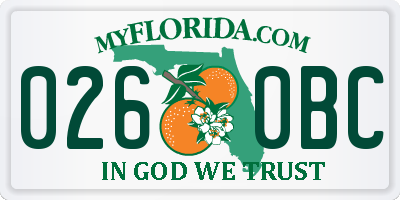FL license plate 0260BC