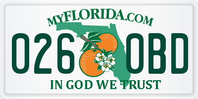 FL license plate 0260BD