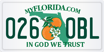 FL license plate 0260BL