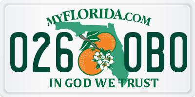FL license plate 0260BO