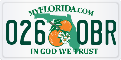 FL license plate 0260BR