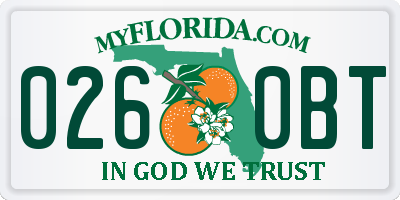 FL license plate 0260BT
