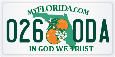FL license plate 0260DA
