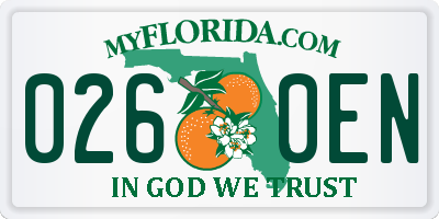 FL license plate 0260EN