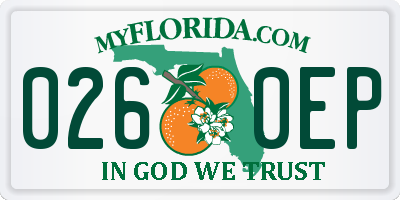FL license plate 0260EP
