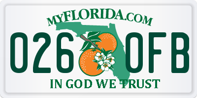 FL license plate 0260FB