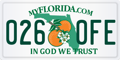 FL license plate 0260FE