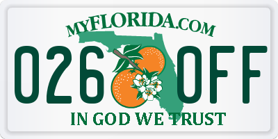 FL license plate 0260FF