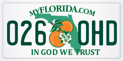 FL license plate 0260HD