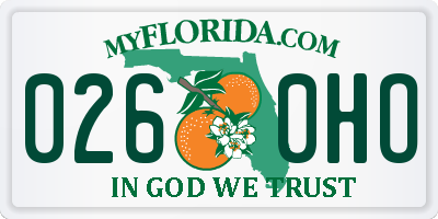 FL license plate 0260HO