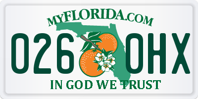 FL license plate 0260HX