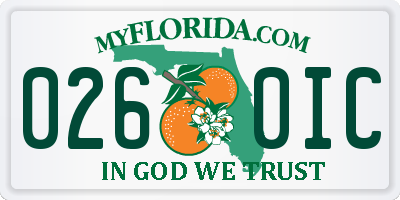 FL license plate 0260IC
