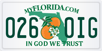 FL license plate 0260IG