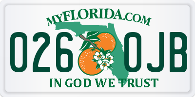 FL license plate 0260JB
