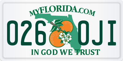FL license plate 0260JI