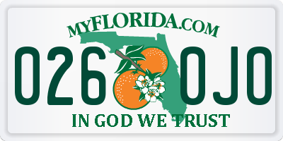 FL license plate 0260JO