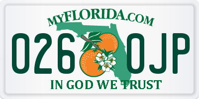 FL license plate 0260JP