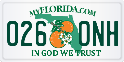 FL license plate 0260NH