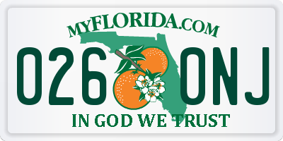 FL license plate 0260NJ