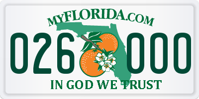 FL license plate 0260OO