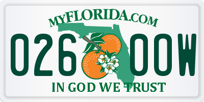 FL license plate 0260OW