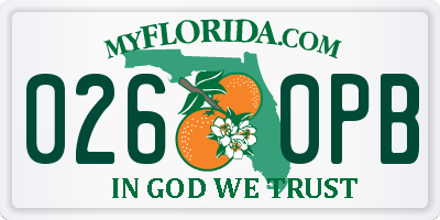 FL license plate 0260PB