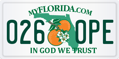 FL license plate 0260PE