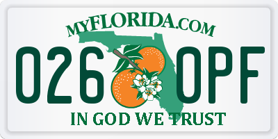 FL license plate 0260PF