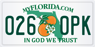 FL license plate 0260PK