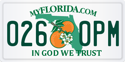 FL license plate 0260PM