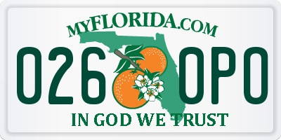 FL license plate 0260PO