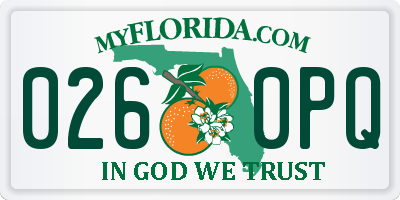 FL license plate 0260PQ