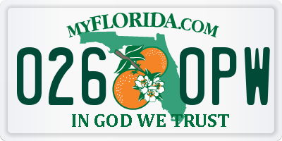FL license plate 0260PW