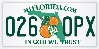 FL license plate 0260PX