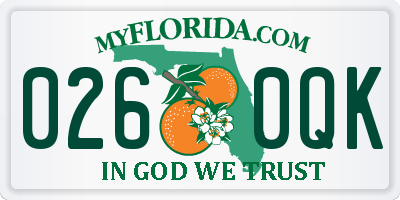 FL license plate 0260QK