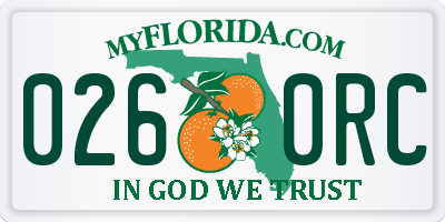 FL license plate 0260RC